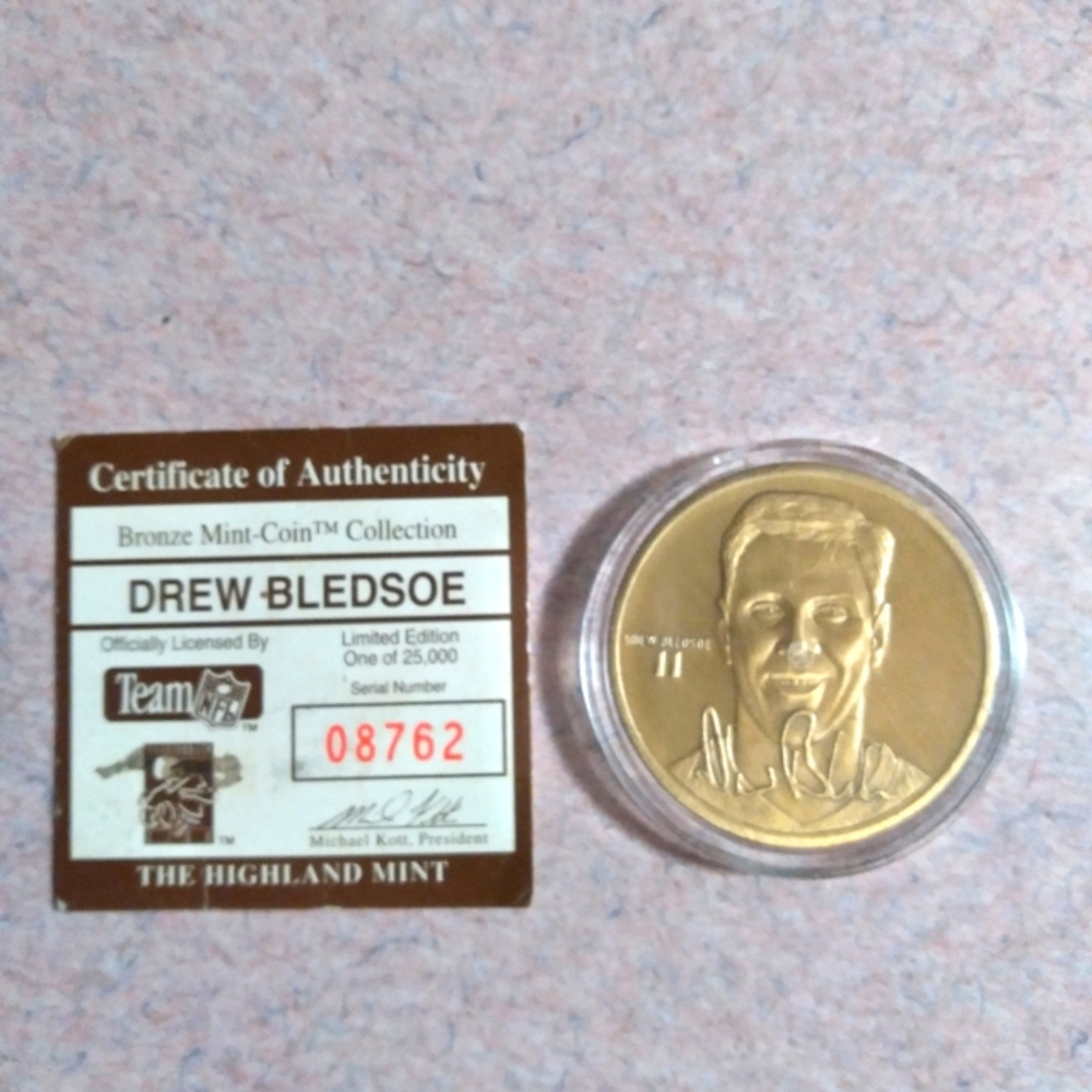 Highland Mint Drew Bledsoe bronze coin